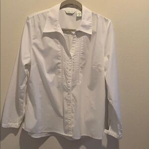 Laura Ashley White Classic Cotton Button Down Sz L​​​​​​​​​​​​​​​​​